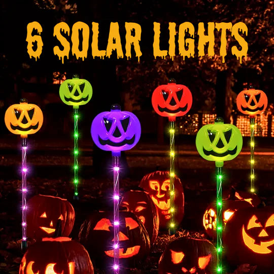 6 Solar Powered Pumpkin LED Lights