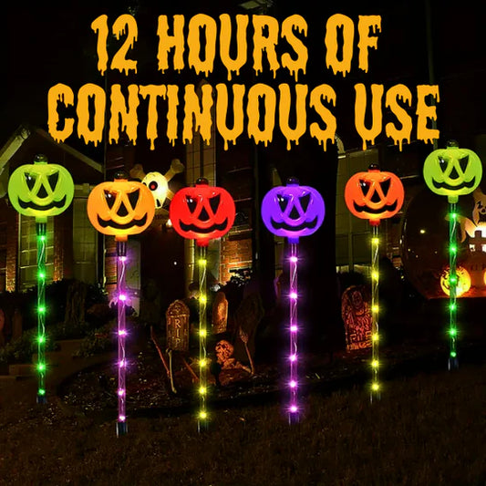 6 Solar Powered Pumpkin LED Lights